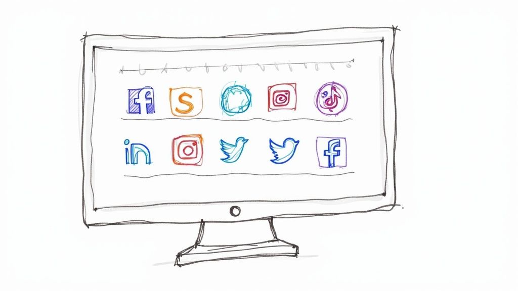 A strategic view of a social media calendar with different content types planned out