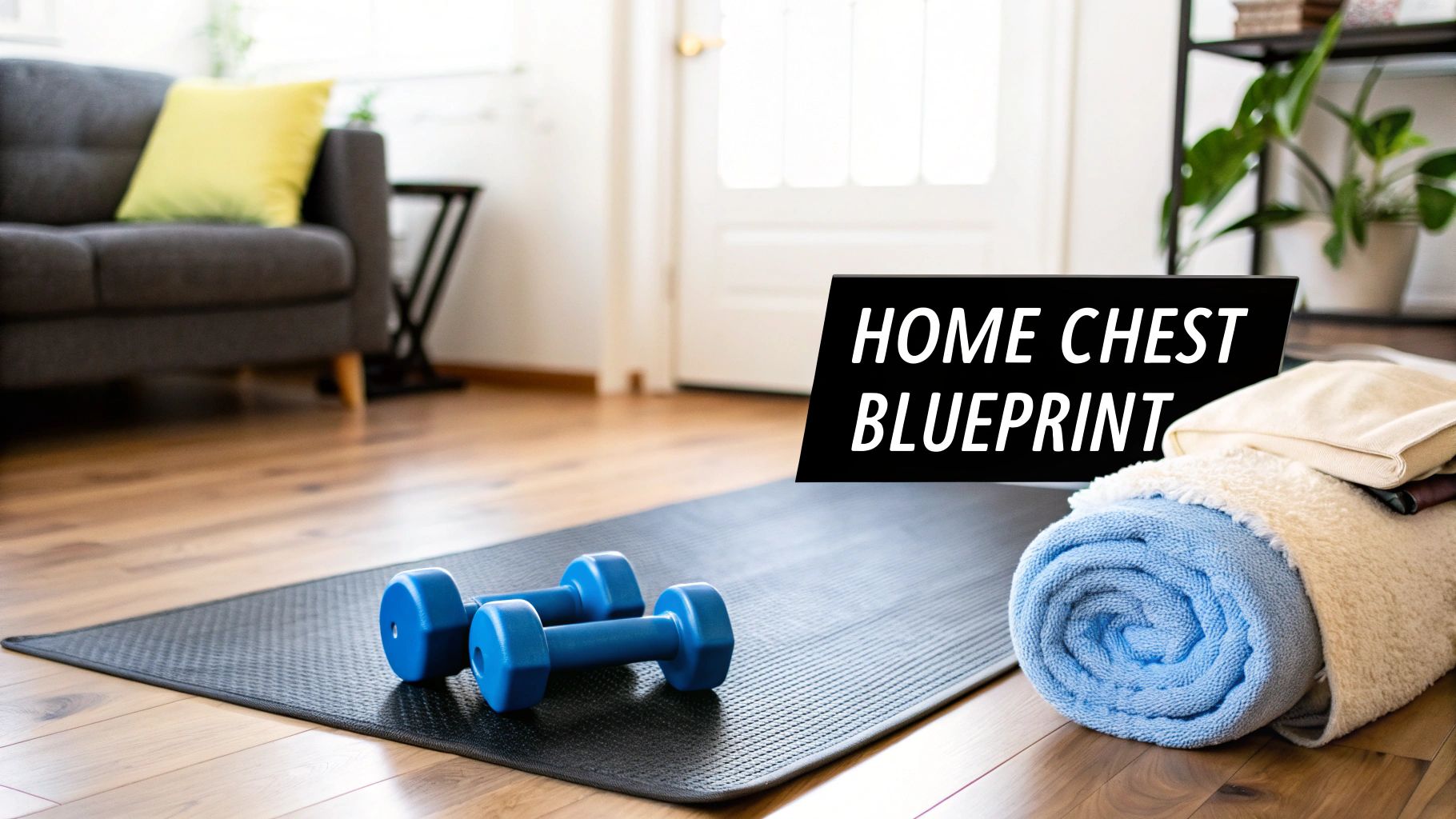 A person with a defined chest performing a push-up at home, showcasing the potential of bodyweight training.