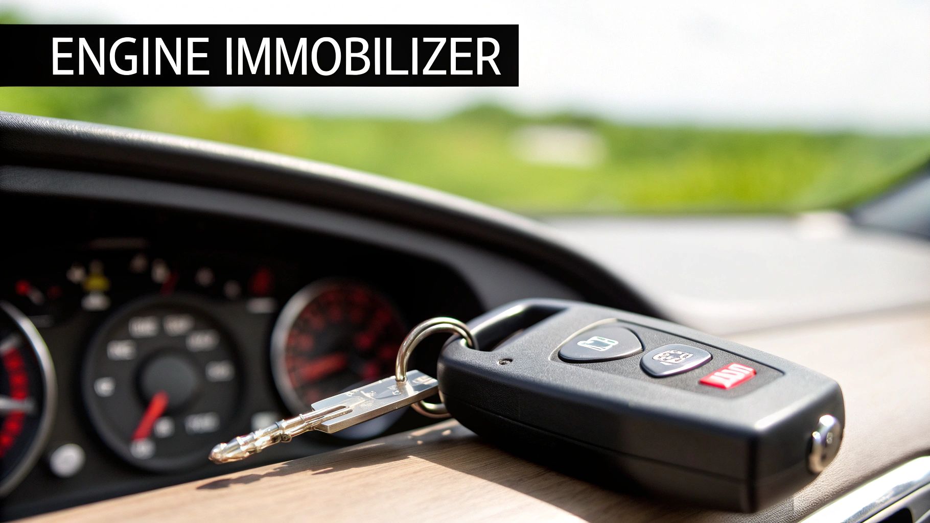 A person using a key fob to unlock a car