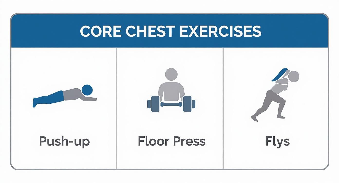 Infographic about how to build chest muscles at home