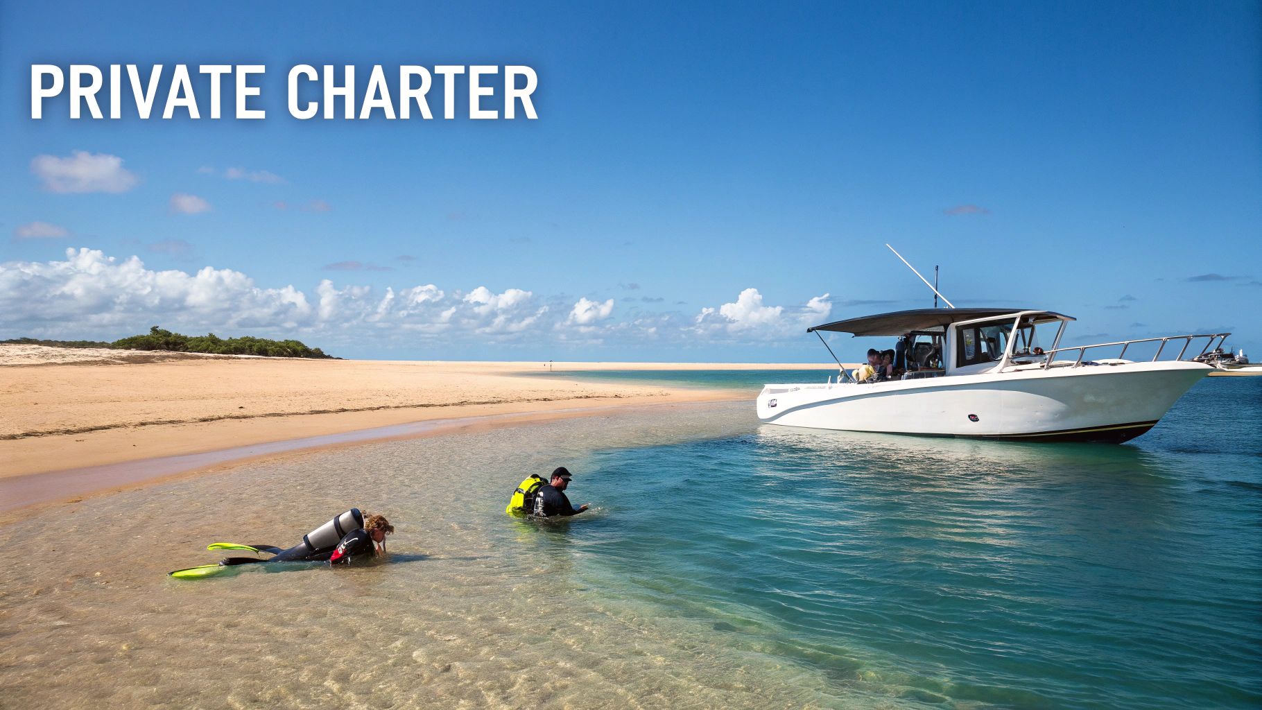 A private charter boat with a family enjoying the clear waters of Marathon, FL.
