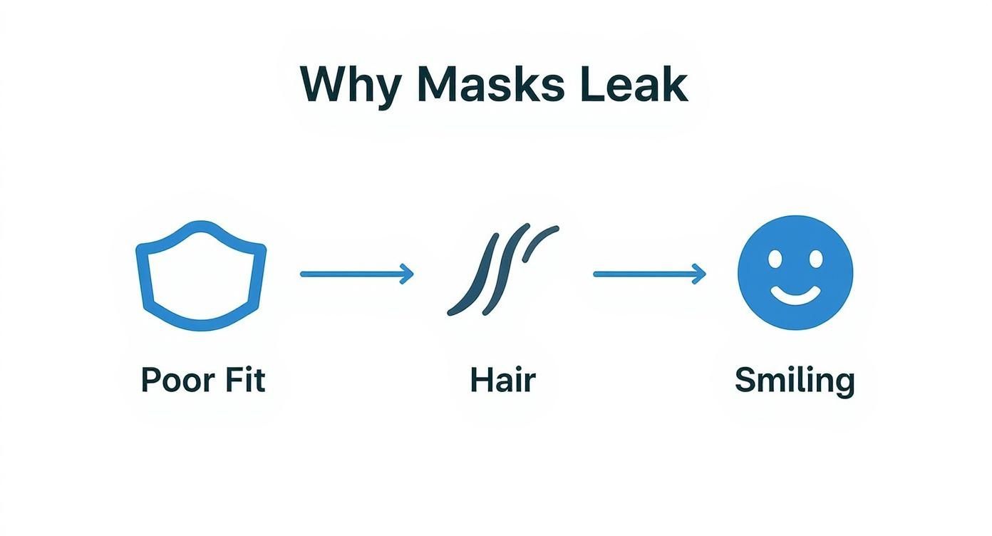 Infographic about how to clear a snorkel mask