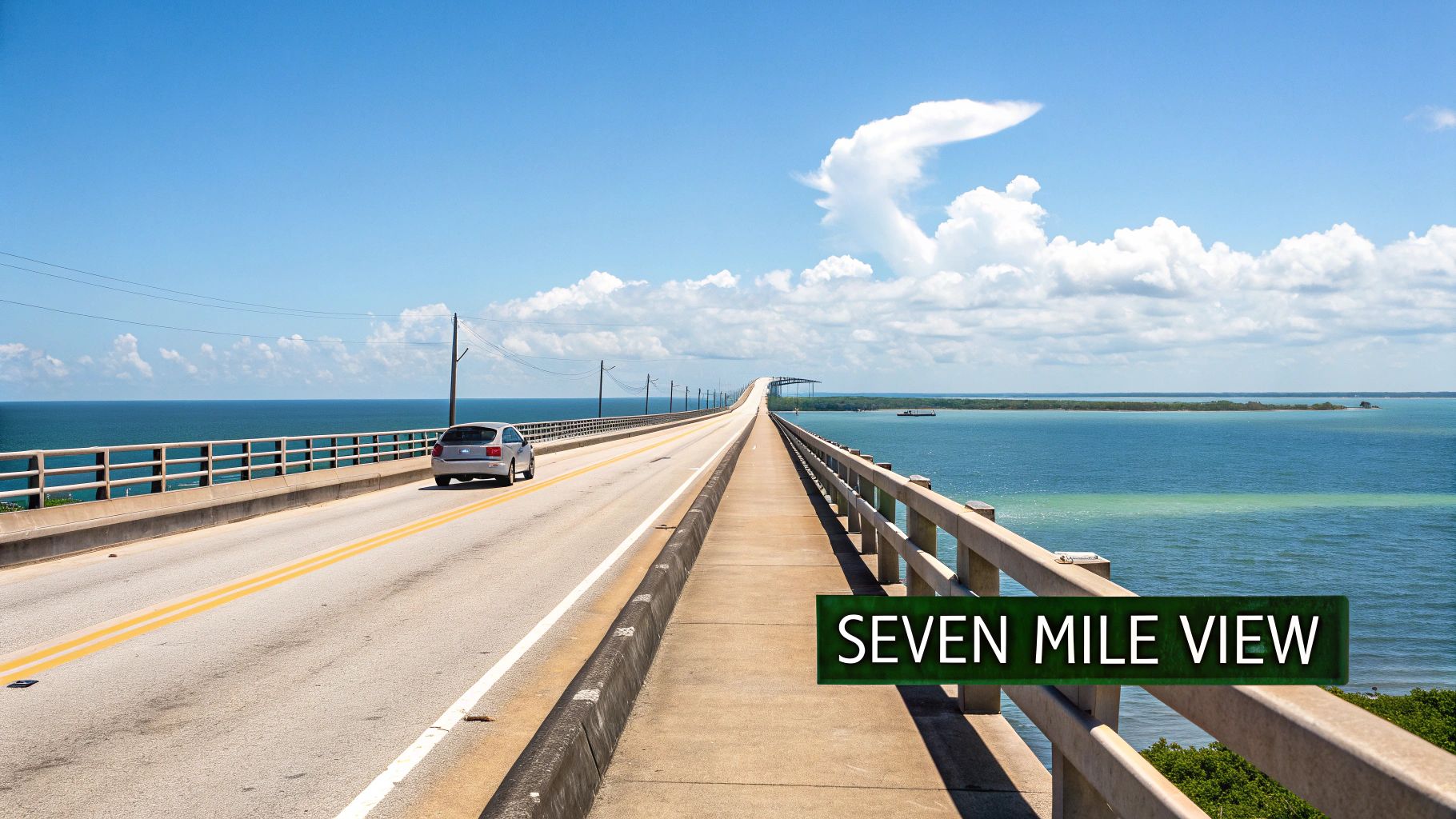 Seven Mile Bridge scenic ocean highway connecting Florida Keys islands with turquoise water views
