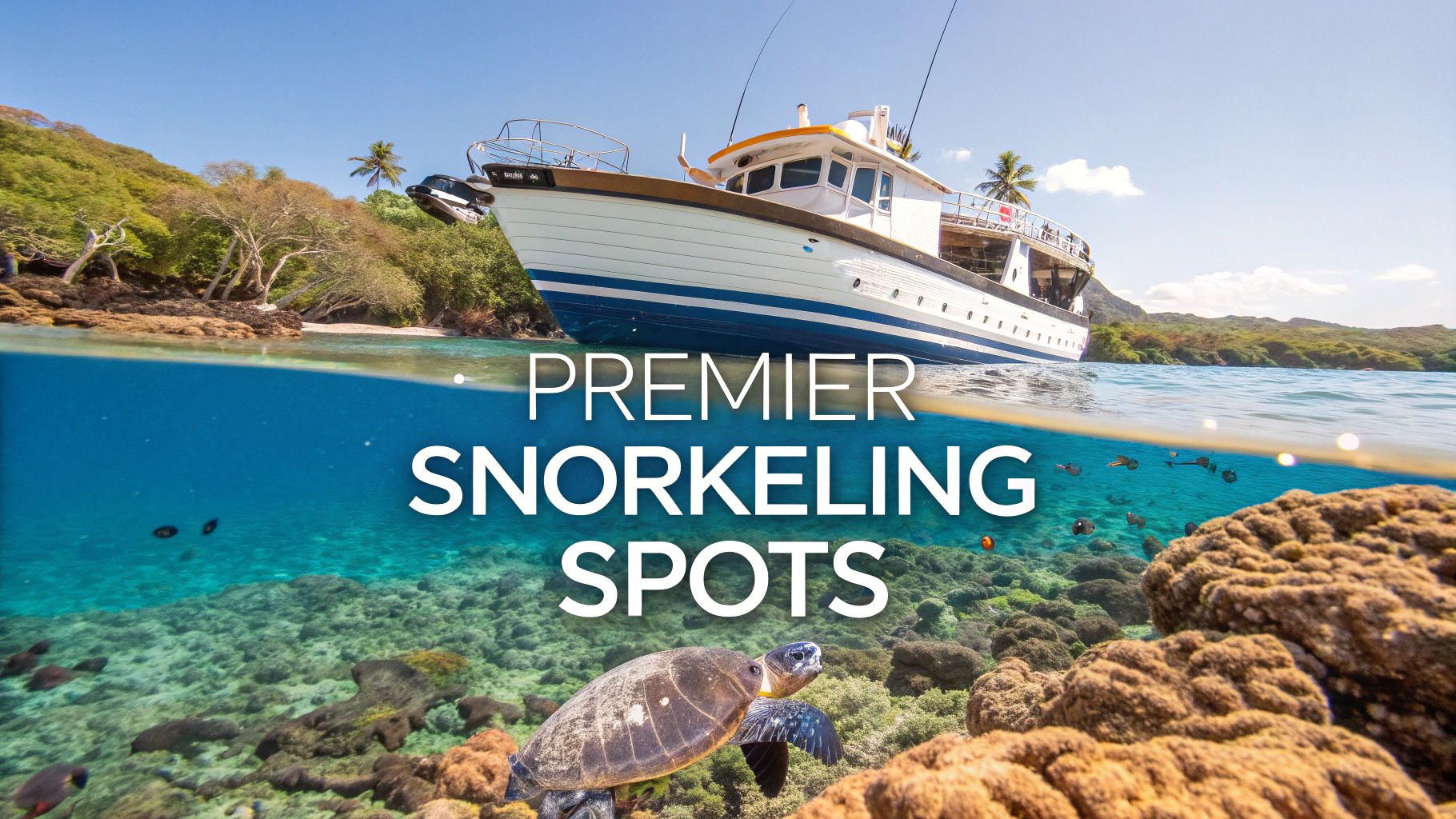 A vibrant coral reef with colorful fish swimming around, showcasing the beauty of snorkeling in Marathon FL.