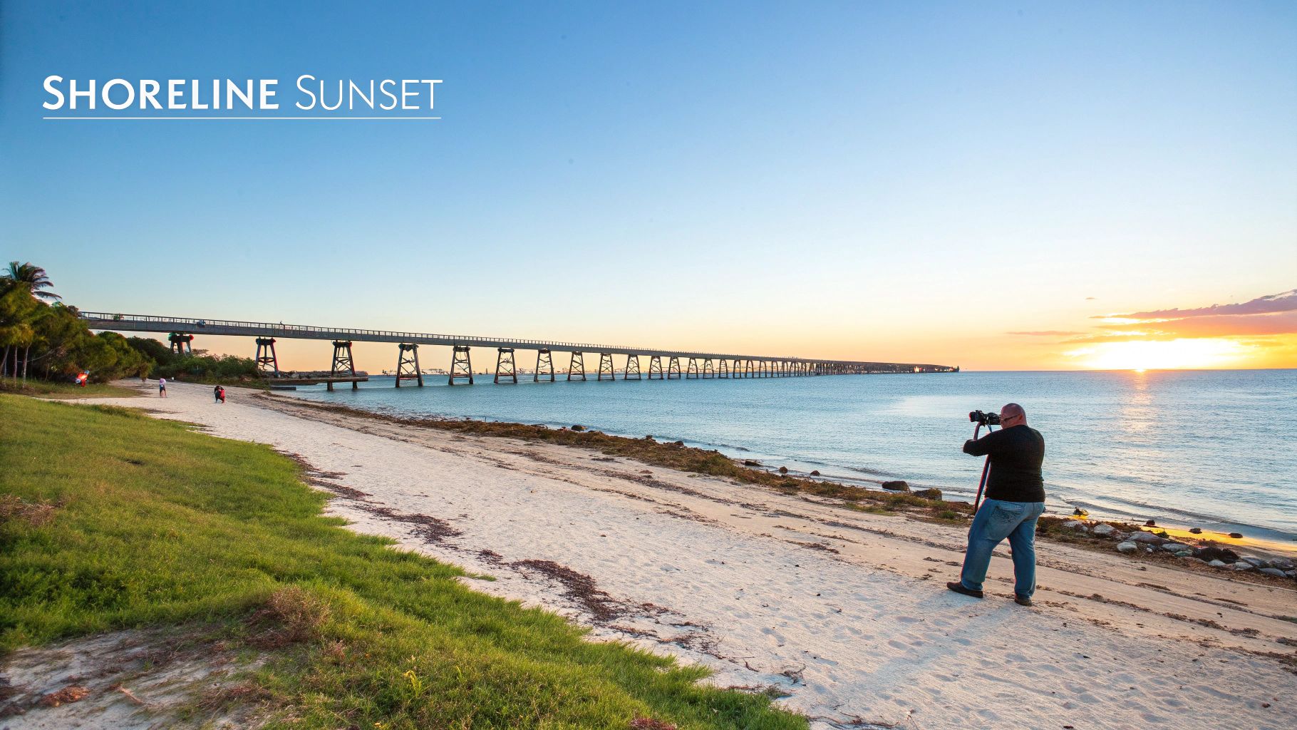 People watching the sunset over the Old Seven Mile Bridge in Marathon, FL
