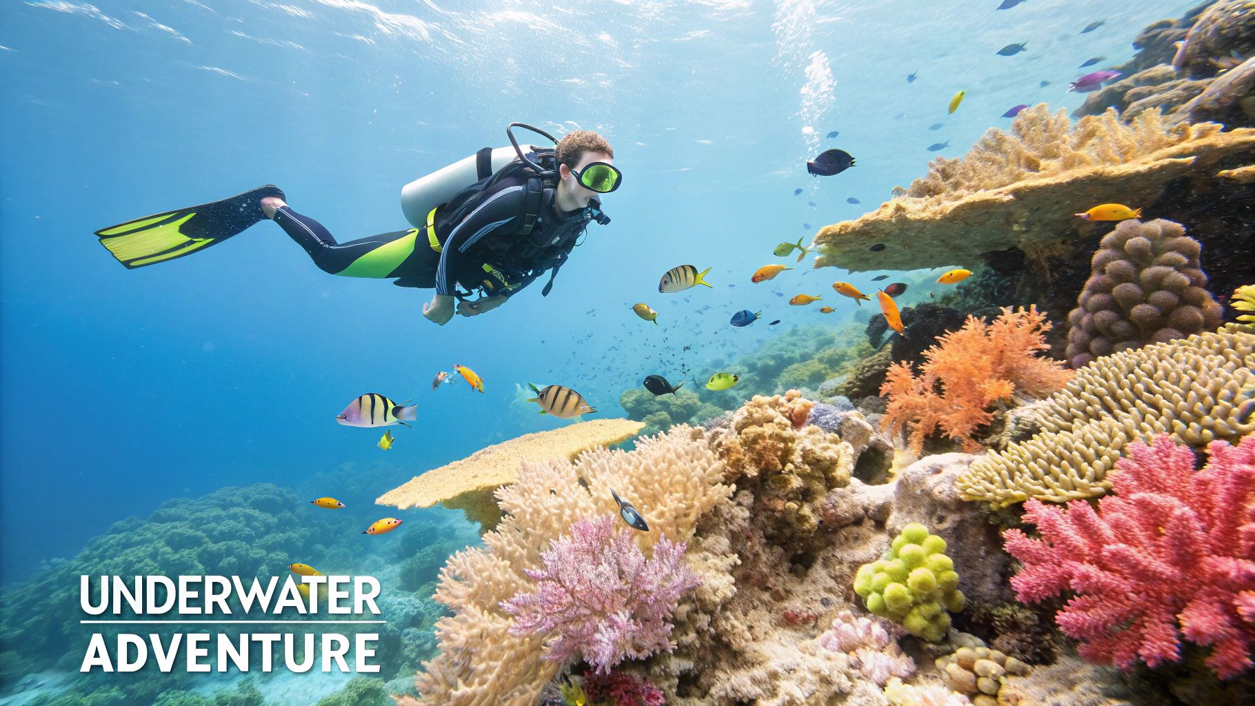 A snorkeler exploring a vibrant coral reef in Marathon, FL.