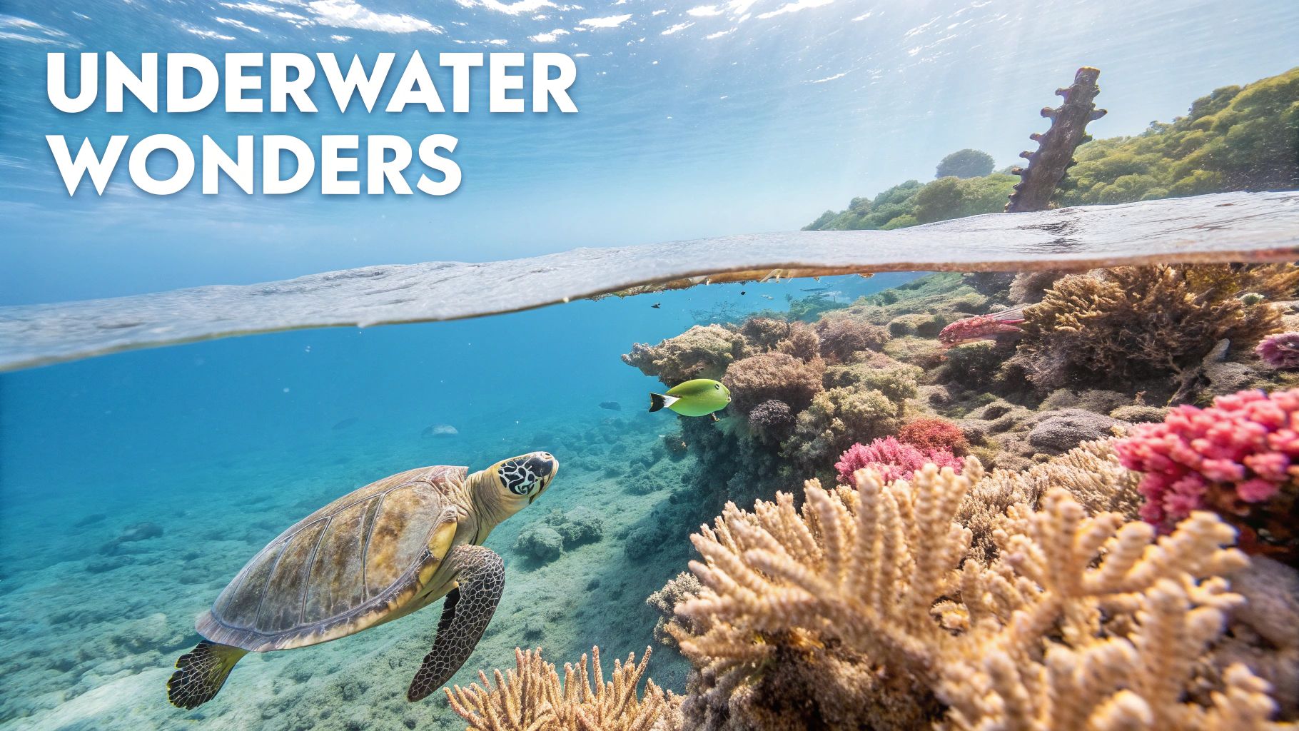 A vibrant underwater scene with colorful coral and fish in Marathon, FL.