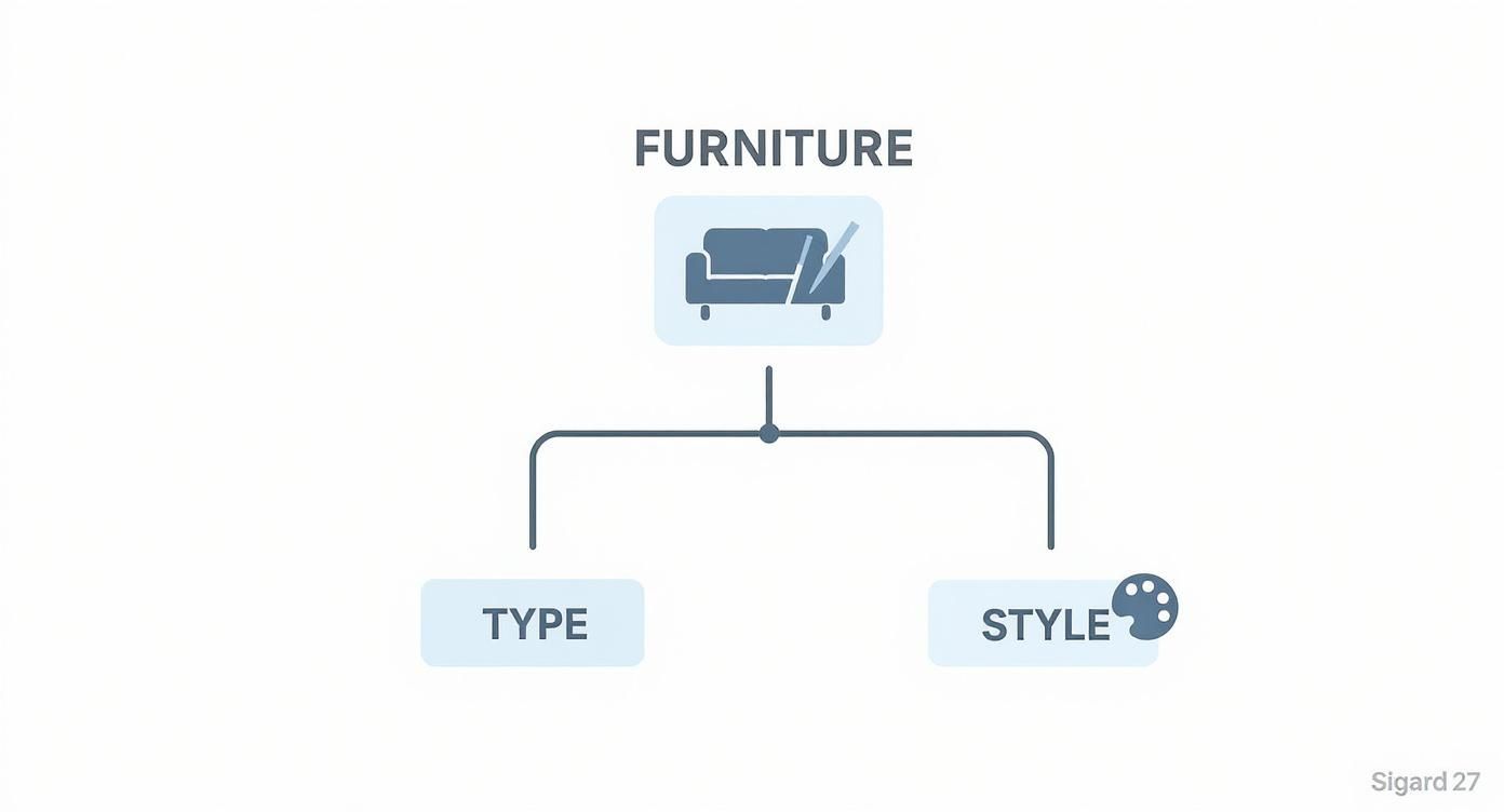Infographic about furniture types and styles