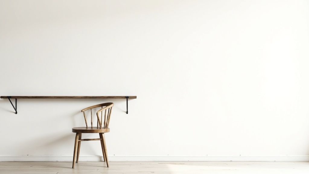 A modern dining room with blue walls and white chair rails