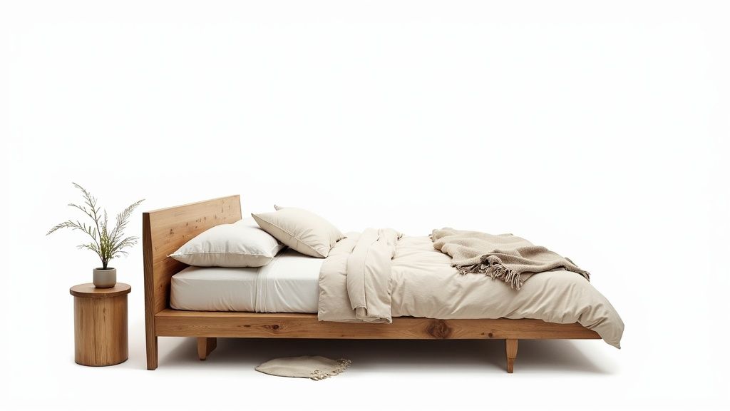 Natural Wood Platform Bed Frame