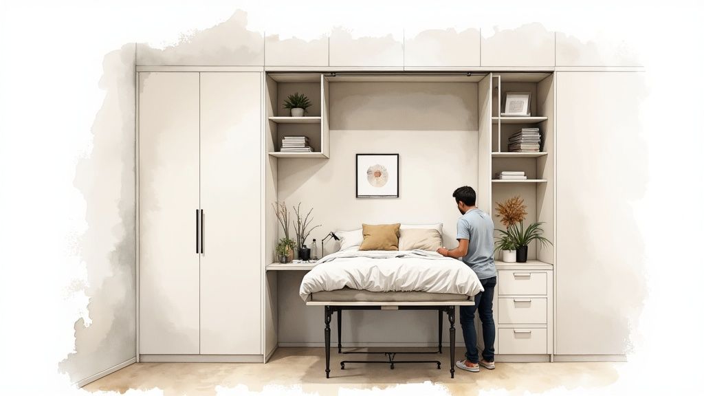 Murphy Bed Layout - Space-Saving Vertical Bed