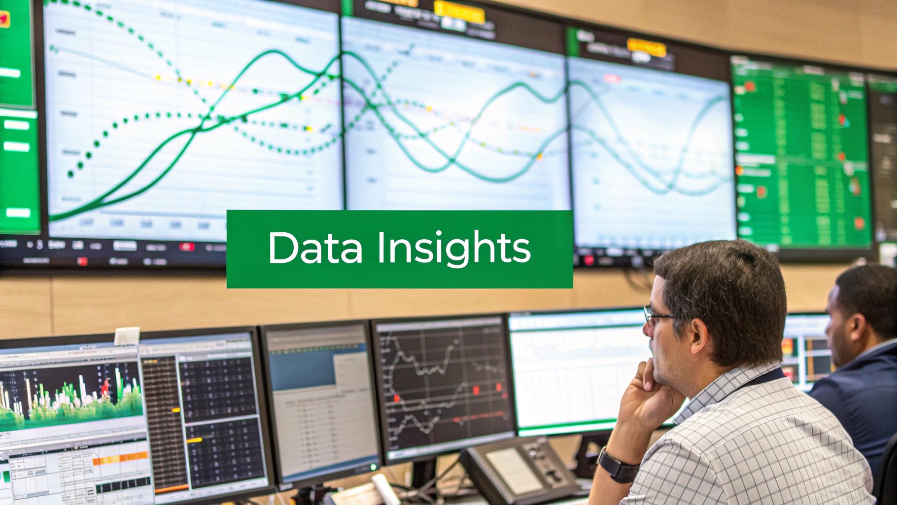 A professional presenting carbon emission data on a dashboard
