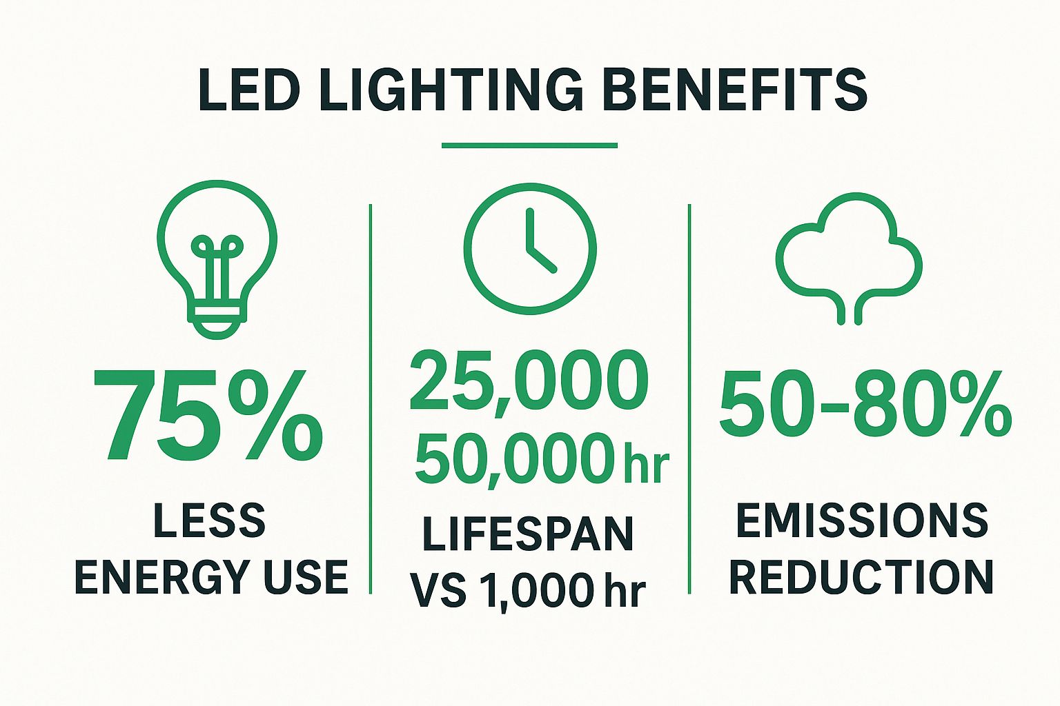 Infographic showing key data about Switch to Energy-Efficient LED Lighting