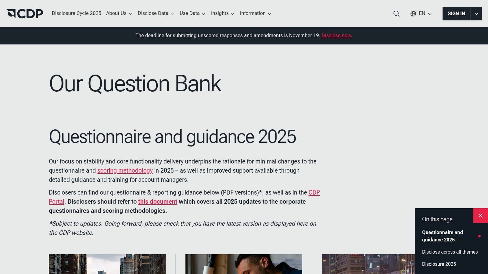CDP – Corporate Environmental Disclosure (nature/biodiversity)