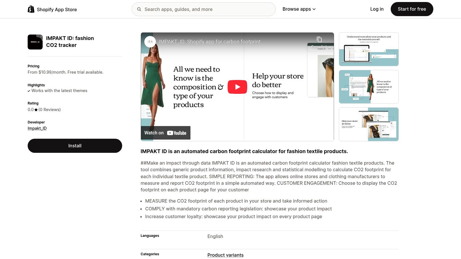 Shopify App: IMPAKT ID – Fashion CO2 Tracker
