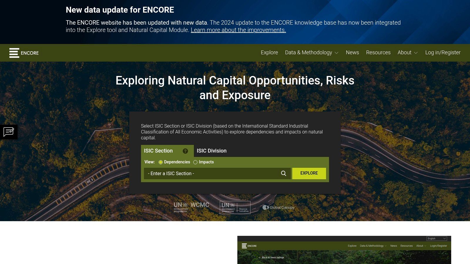 ENCORE (Exploring Natural Capital Opportunities, Risks and Exposure)