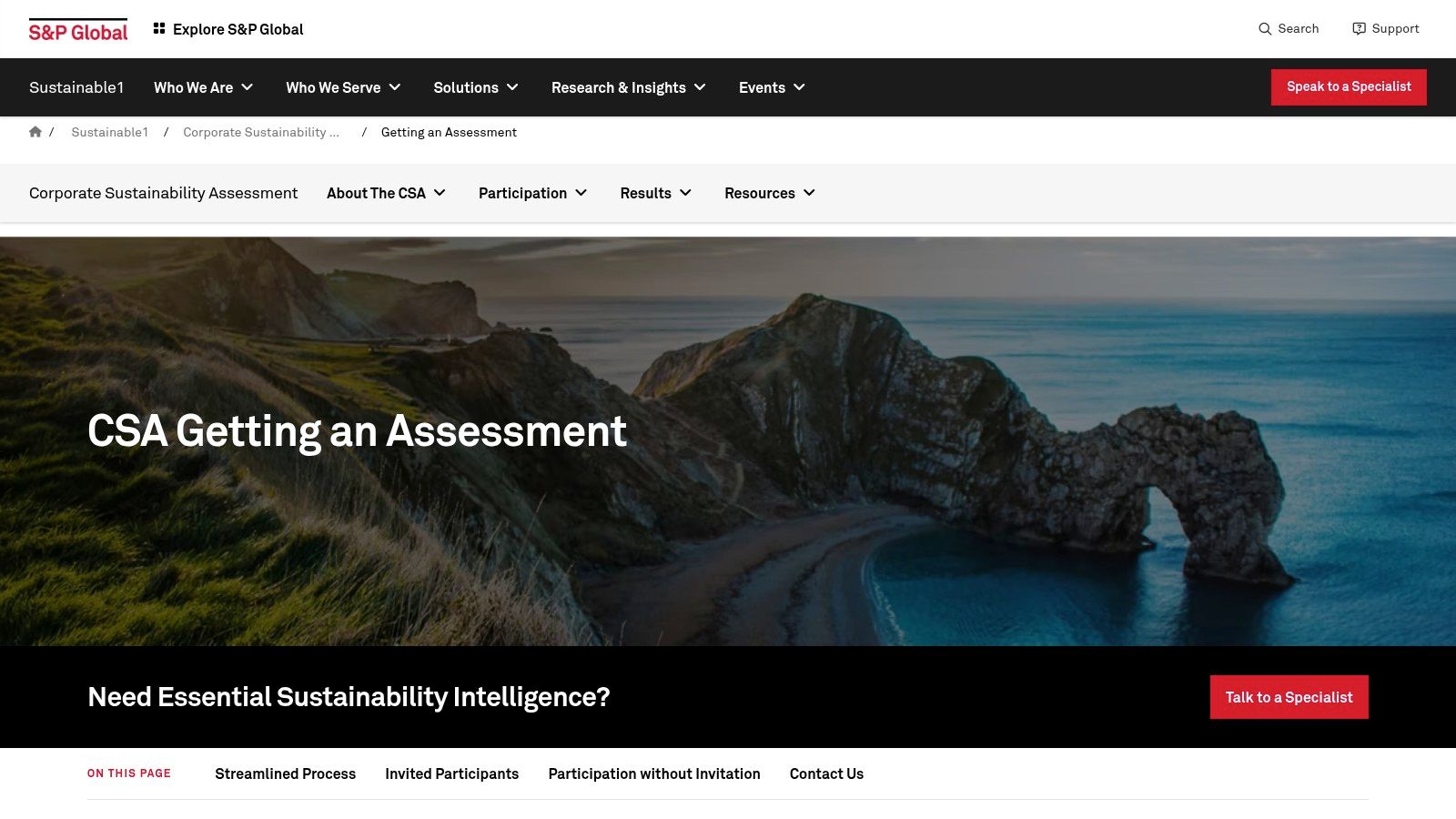 S&P Global Sustainable1 – Corporate Sustainability Assessment (CSA)