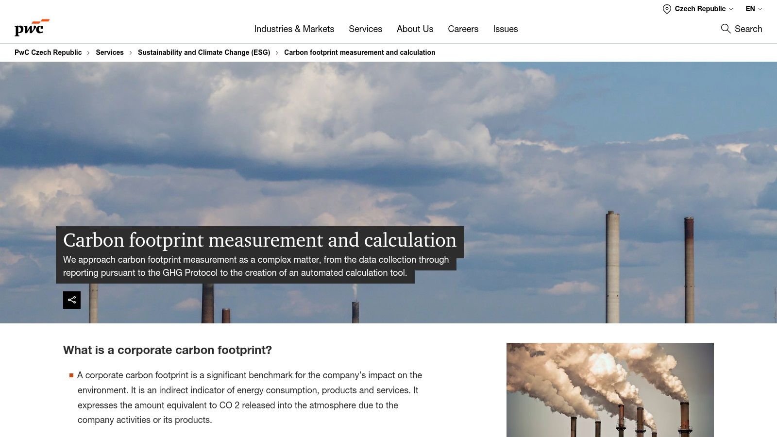 PwC Czech Republic – Carbon Footprint Measurement and Calculation