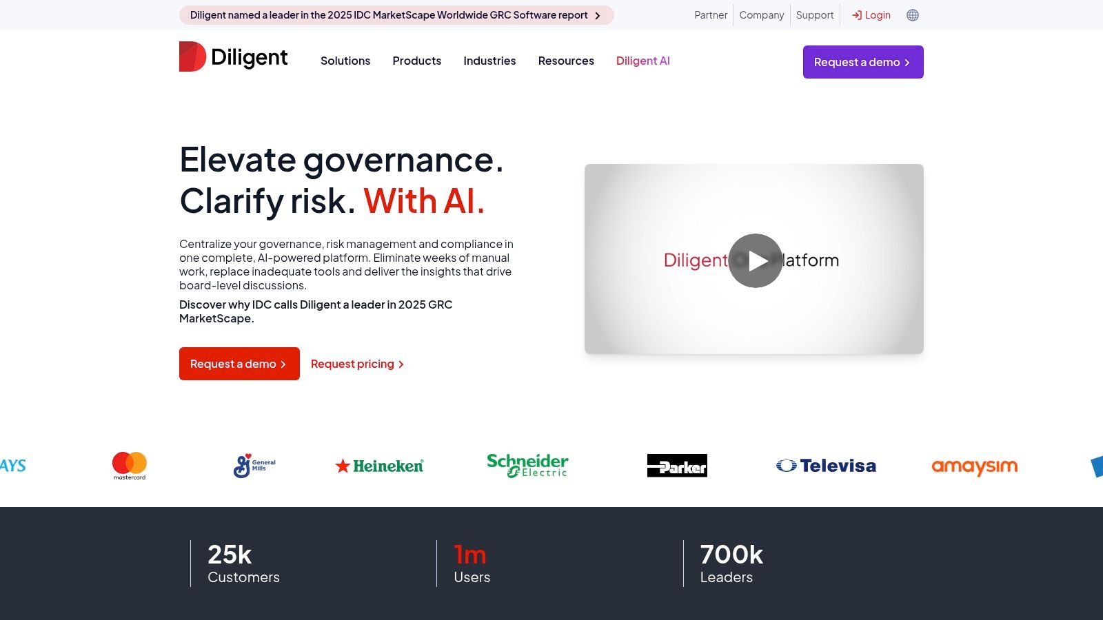 Diligent – GRC/Compliance (Diligent One, Entities, IT/ERM)