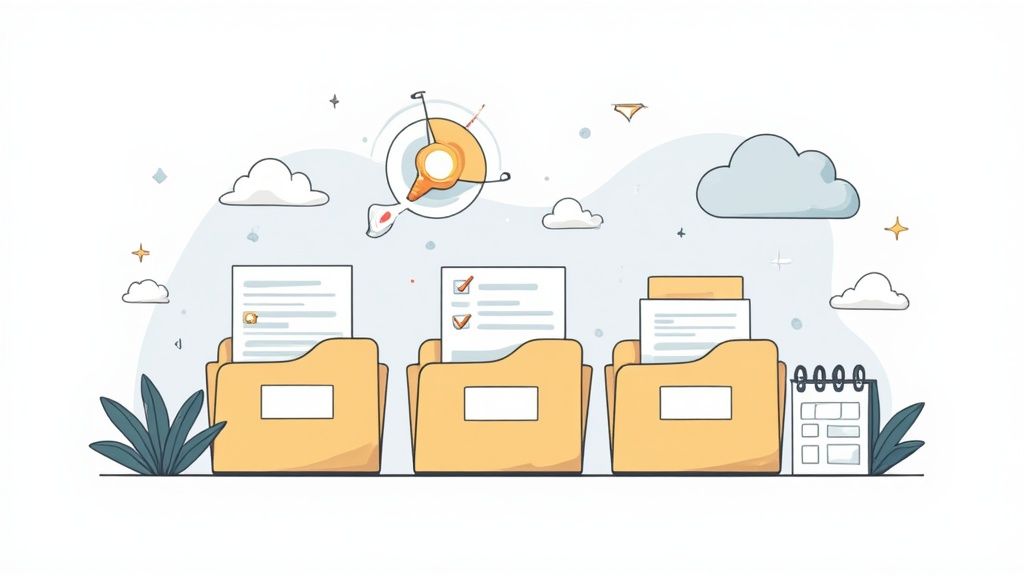 Organized file folders with documents representing mortgage tax deduction records and financial paperwork management