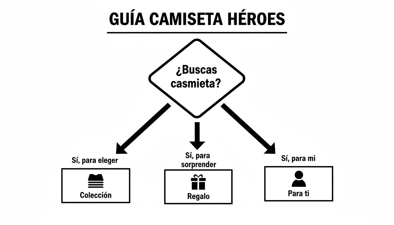 Guía de camisetas Héroes del Silencio. Flujograma para elegir camisetas: colección, regalo o para ti.