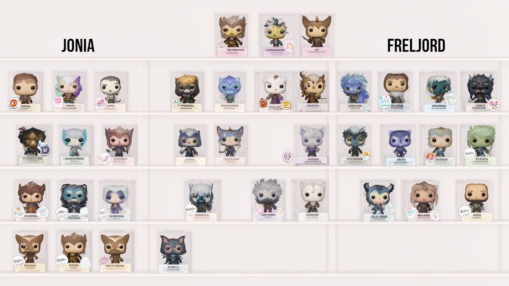 Colección de figuras Funko Pop de League of Legends, mostrando personajes de Jonia y Freljord.