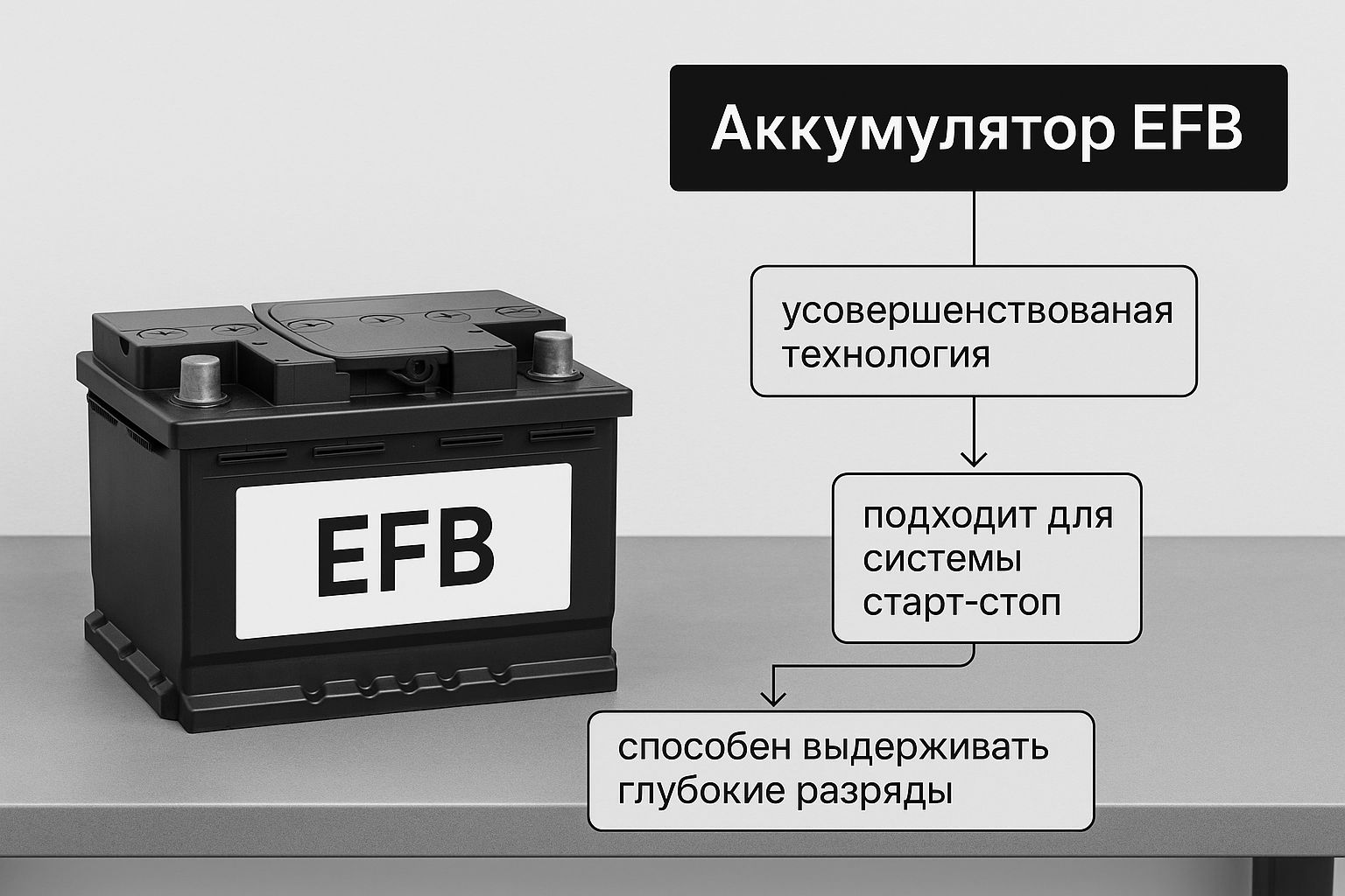 Инфографика об аккумуляторе EFB что это