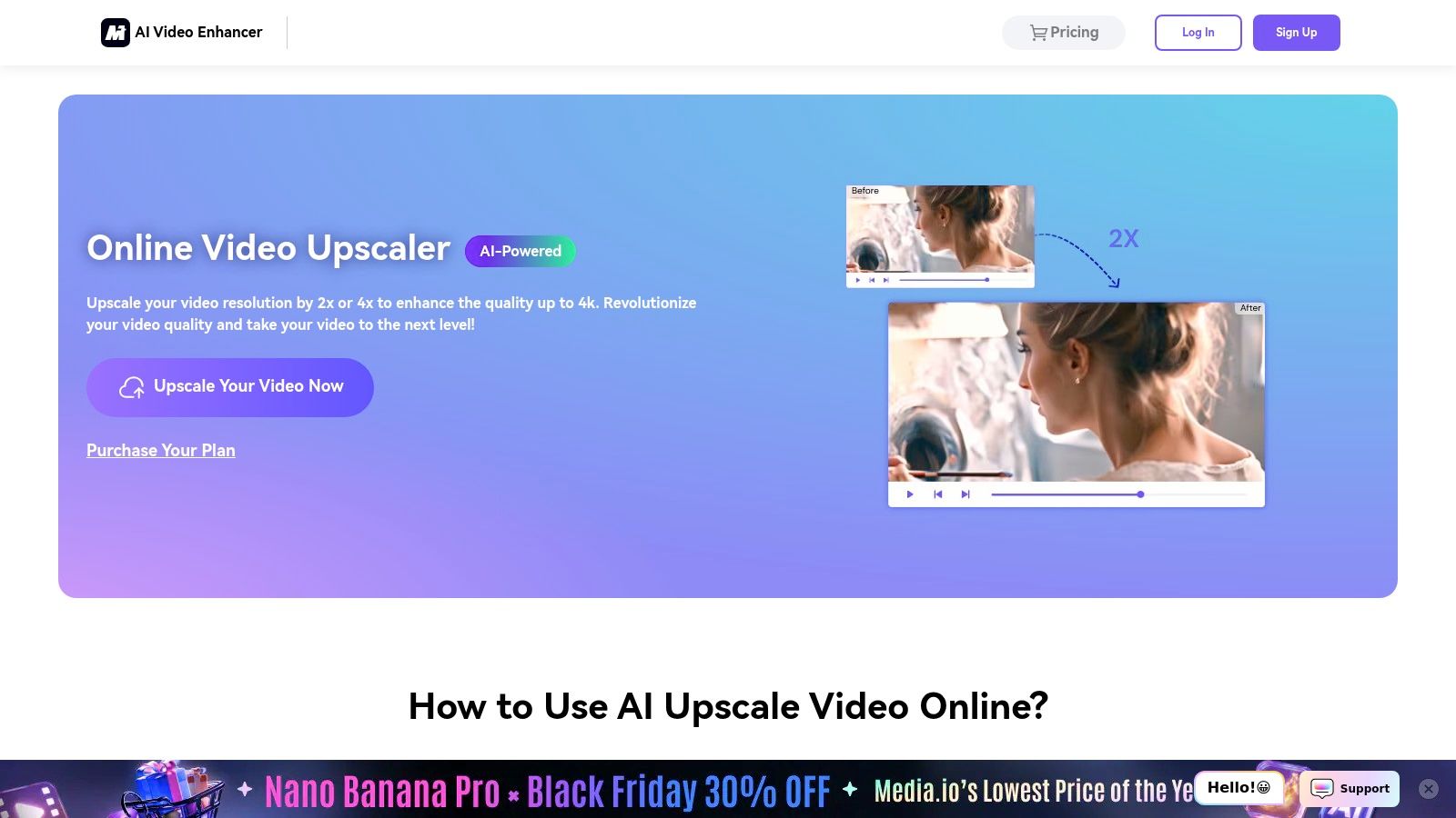 Media.io (Wondershare) — AI Video Upscaler