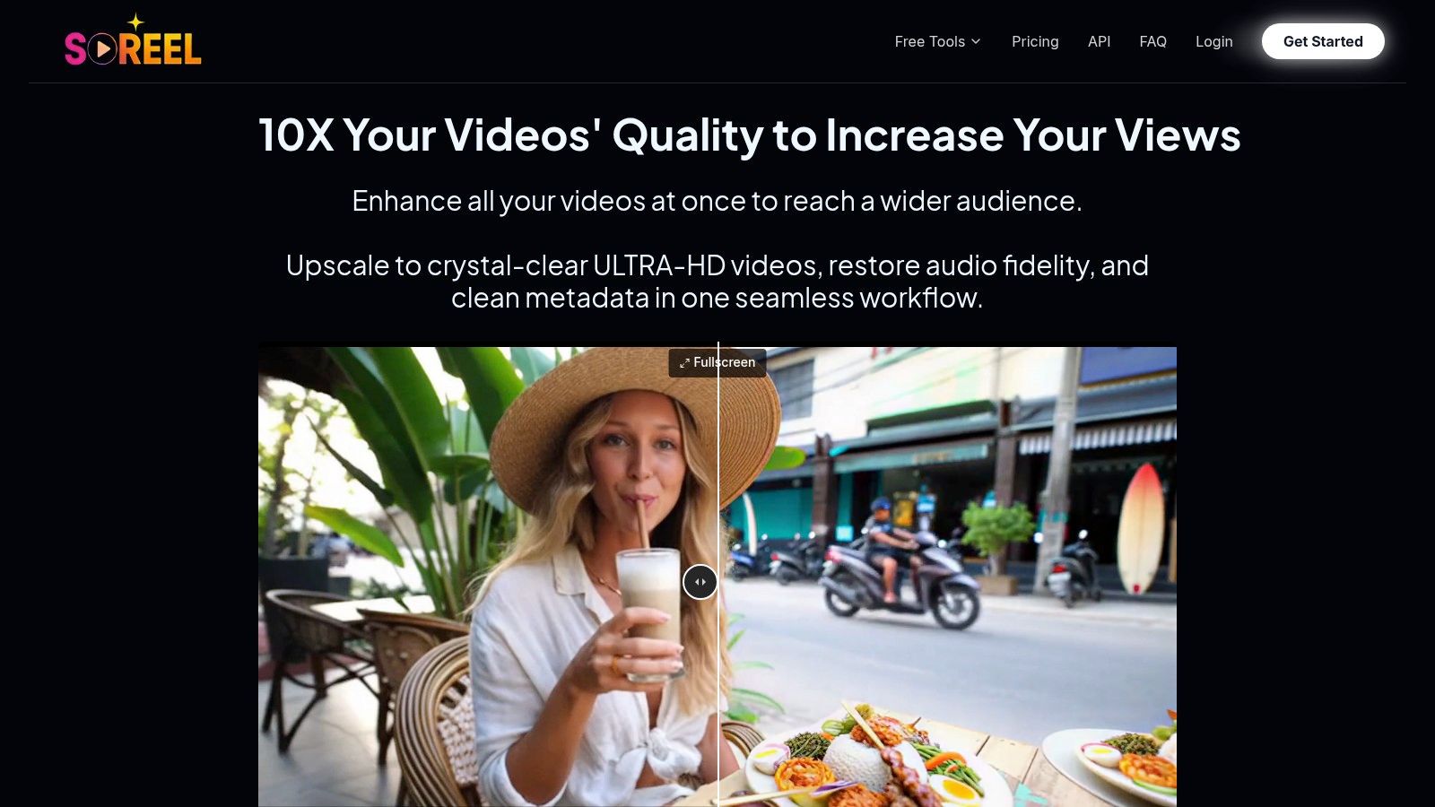 SoReel's video enhancement interface showing its capabilities for watermark removal.
