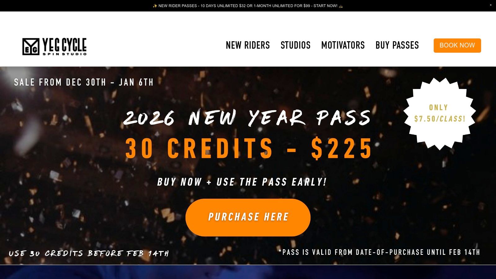 YEG Cycle spin class pass promotion