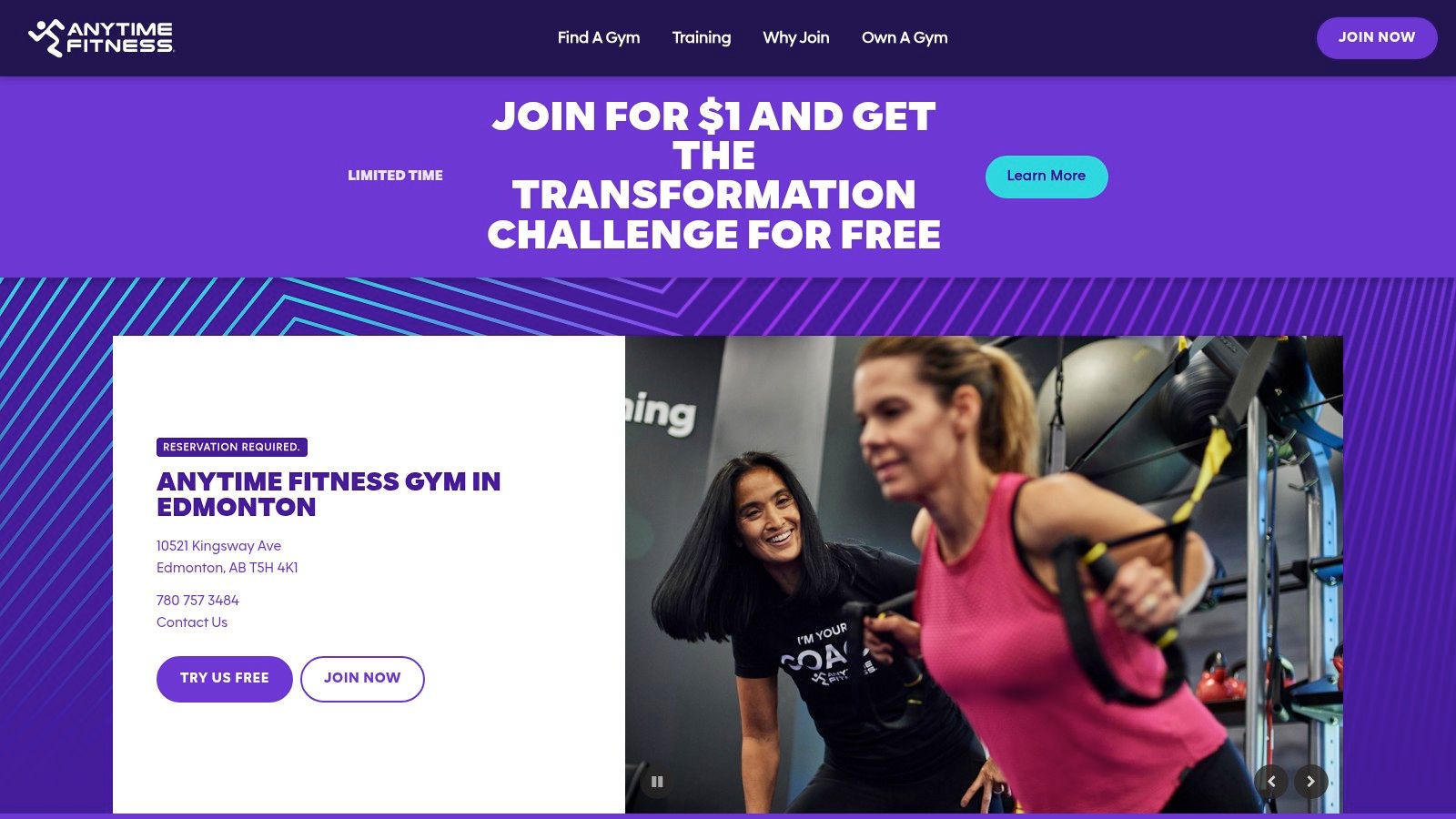 Anytime Fitness Edmonton interior with workout equipment