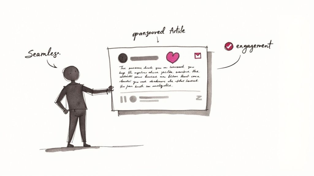 An example of a native ad seamlessly integrated into a news feed on a mobile device