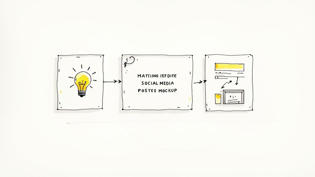 A designer's desk with various creative projects in progress, showing the application of digital assets.