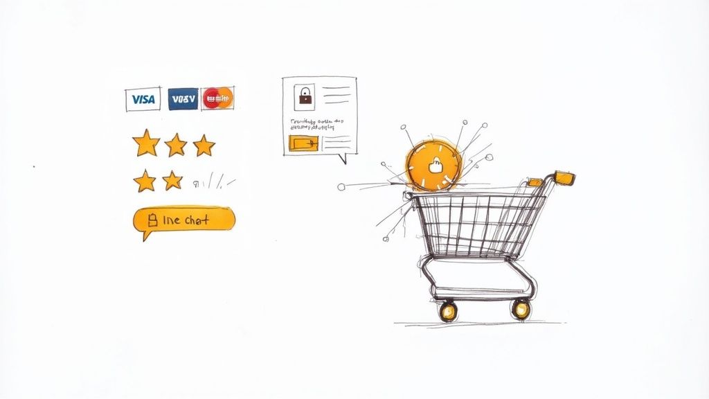 A lock icon overlaid on a credit card, symbolizing secure online payments.