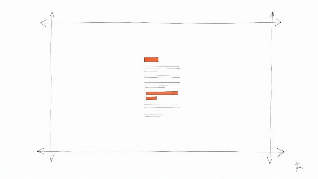 Minimalist sketch illustrating a content block on a page with two orange highlighted parts.