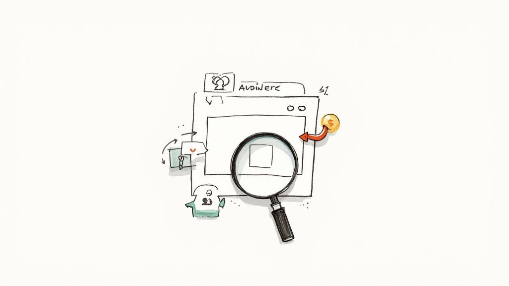 A person at a desk analyzing charts and graphs on multiple computer screens, representing competitor ad analysis.