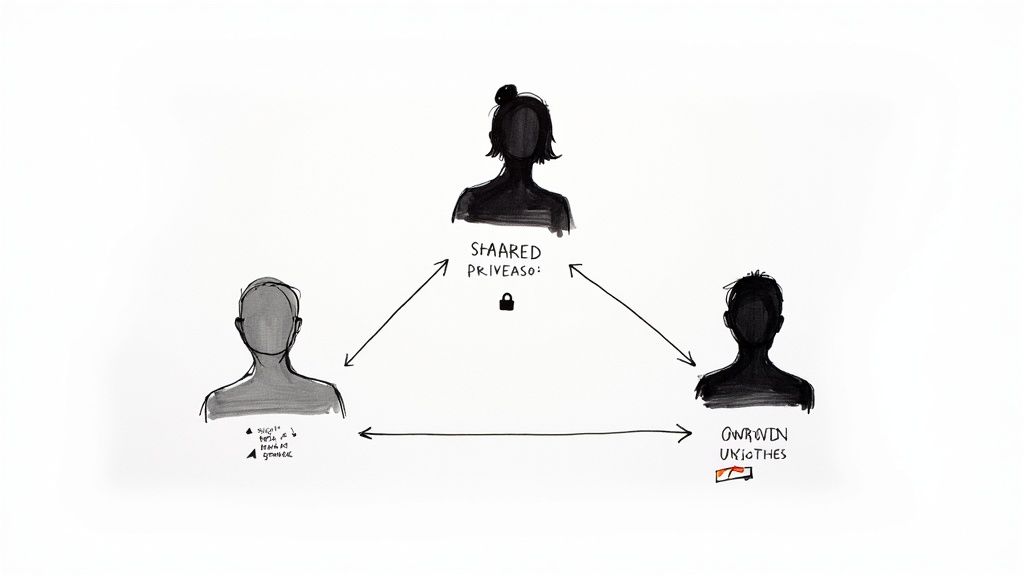 A person looking at a screen with a warning symbol over it, representing potential risks.