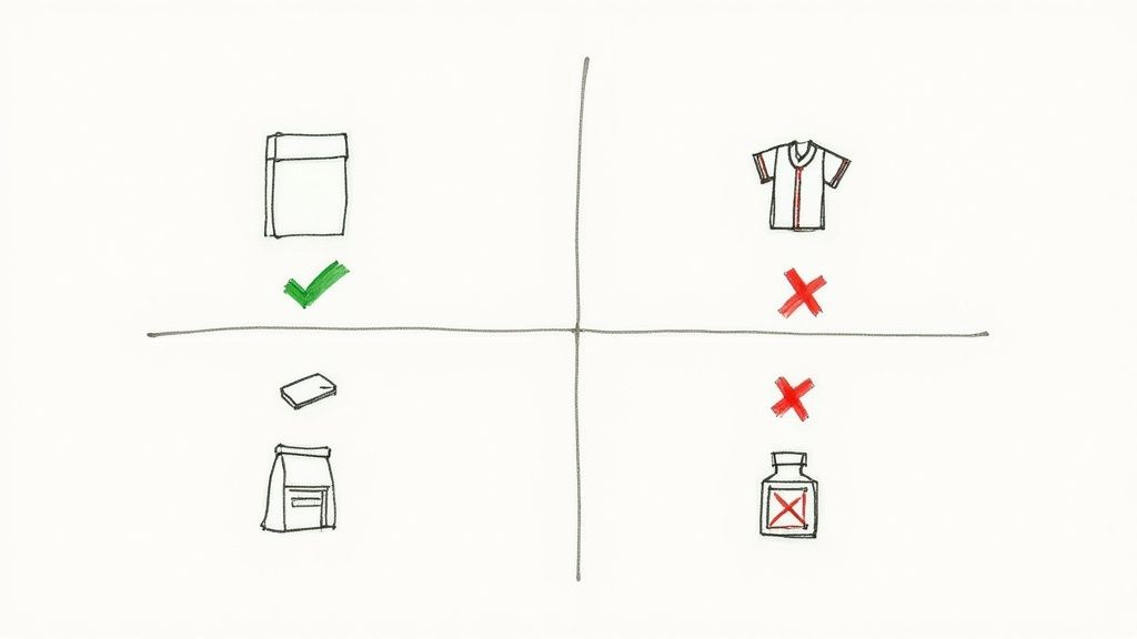 A person inspecting a product package before shipping