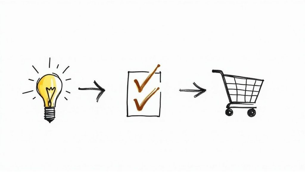 A person using a laptop with various branding and marketing icons floating around them, symbolizing the process of building an online brand.