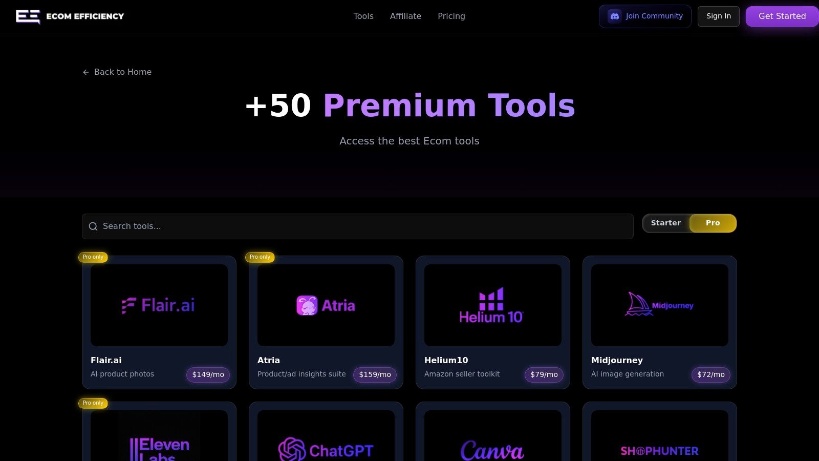 Ecom Efficiency – +50 Premium Tools (Ad Spy Picks Inside)