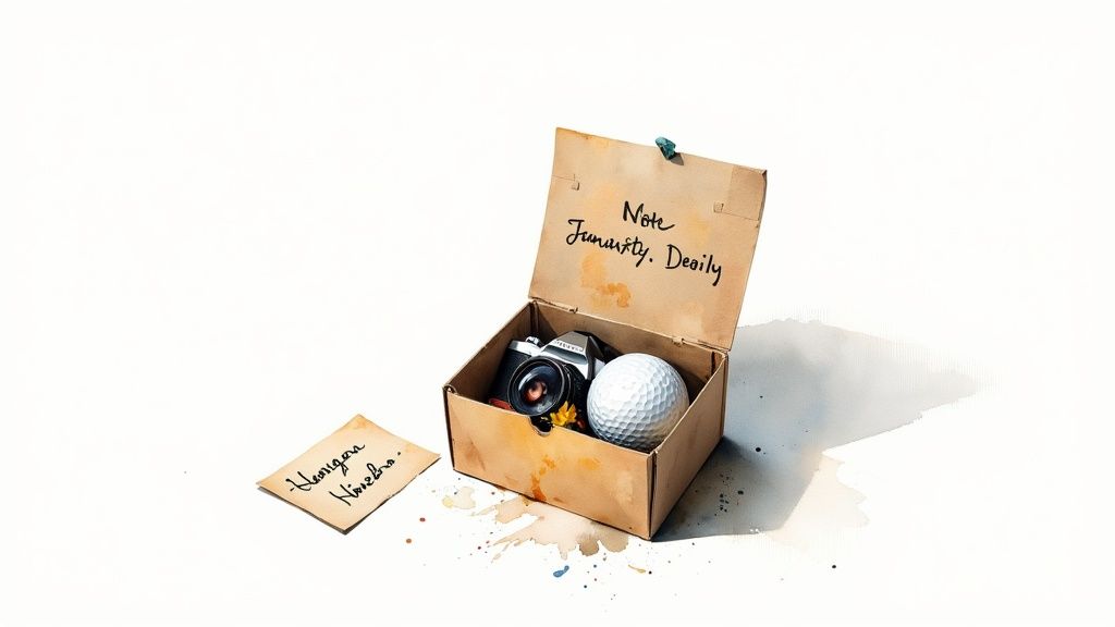 A person adding a personalized, handwritten note to a corporate floral gift box.