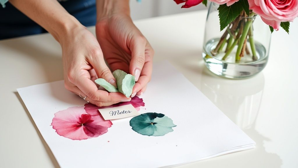 A floral designer's hands carefully selecting flowers to create a custom bouquet, showcasing personalization.