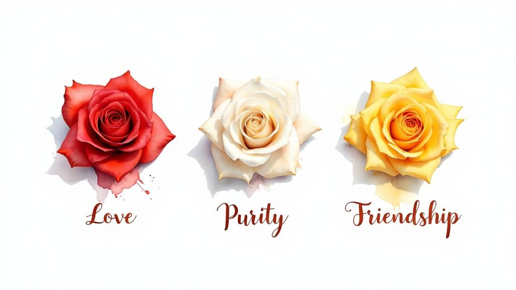 A classic bouquet featuring red, white, and yellow roses.