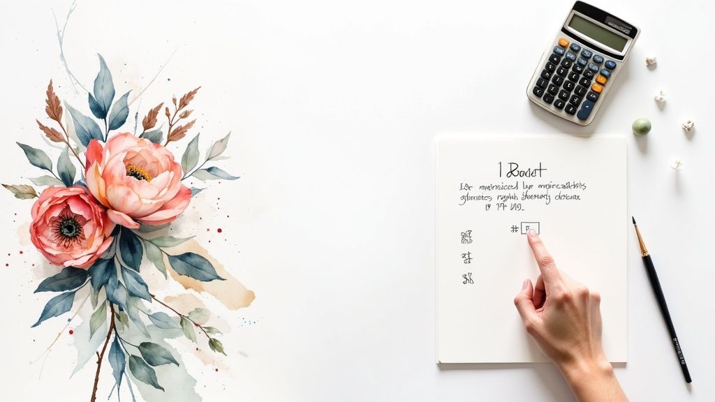 Lush white and green floral centerpiece on a table at a Los Angeles event
