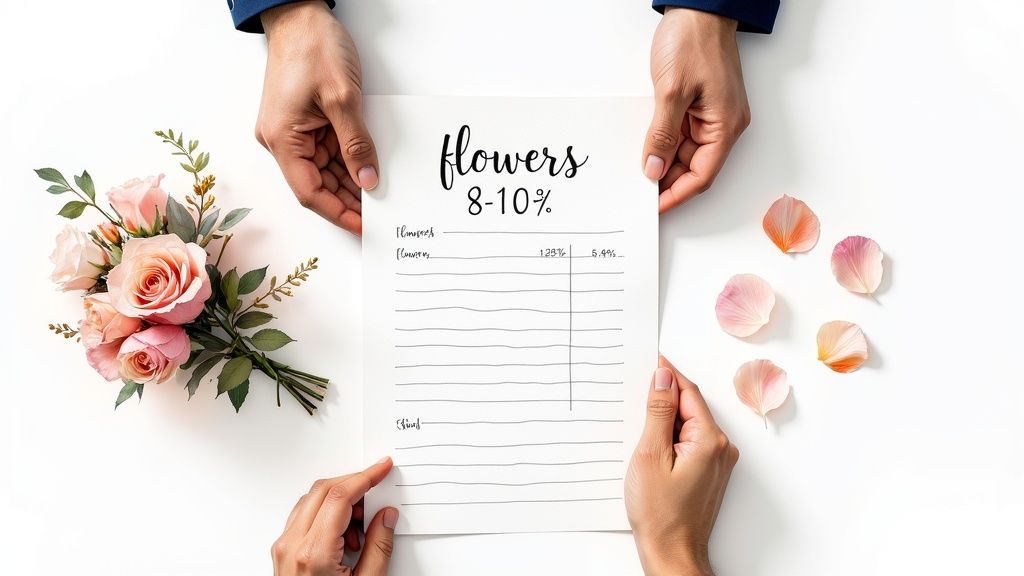 A bride holding a stunning wedding bouquet filled with white and pink flowers.