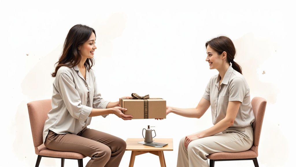 A collection of elegantly wrapped corporate gifts ready for delivery.