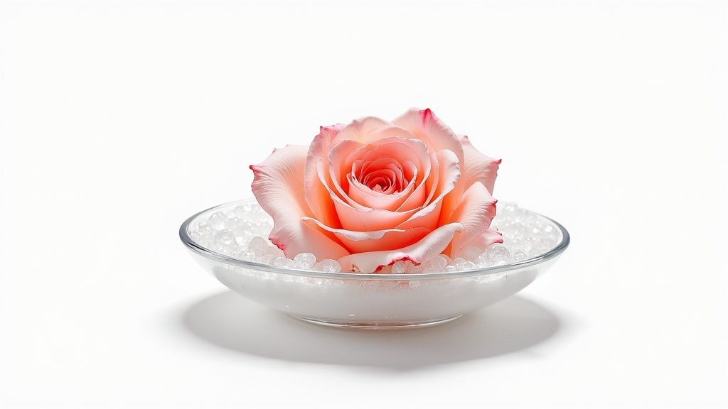 Silica gel preserved rose