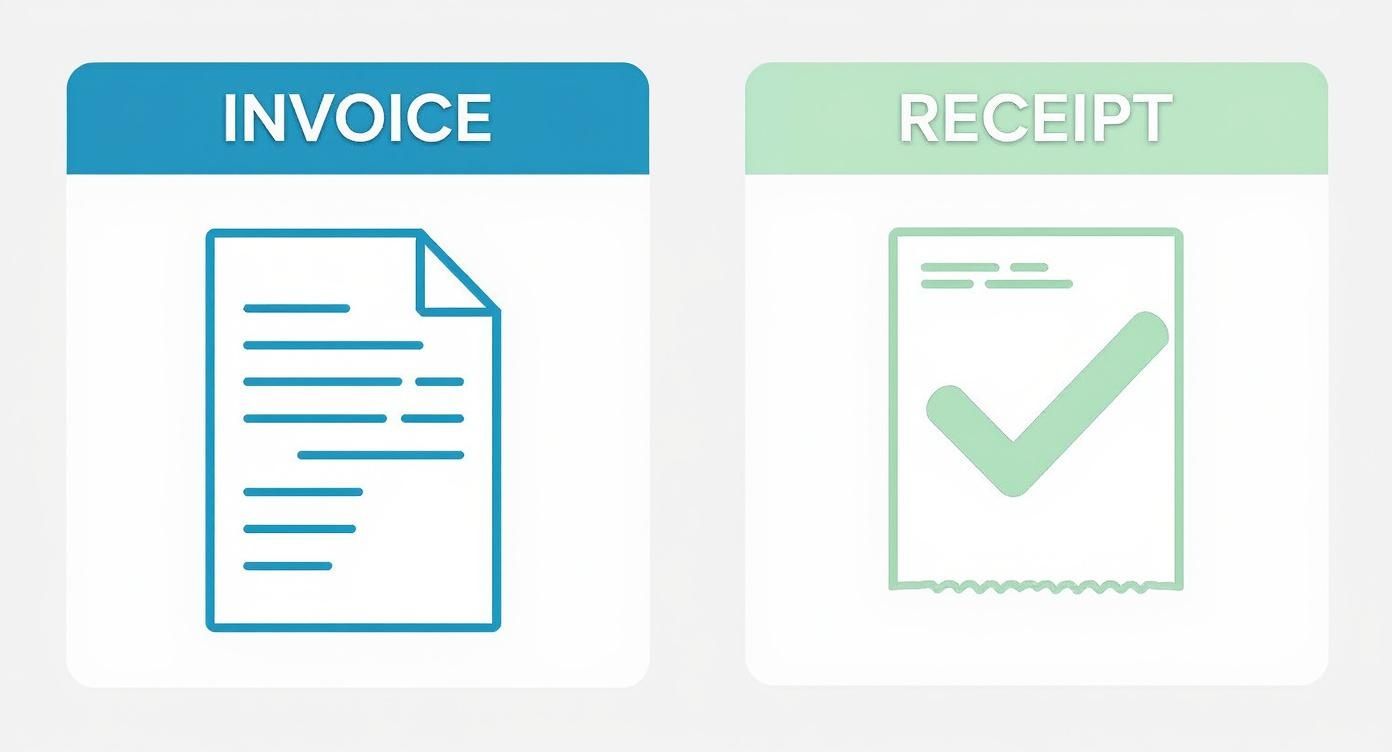 Infographic about difference between invoice and receipt