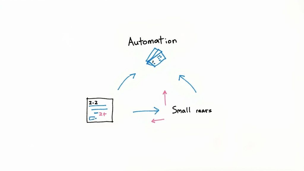 A digital interface showing automated financial data flowing between a bank, credit card, and accounting software.