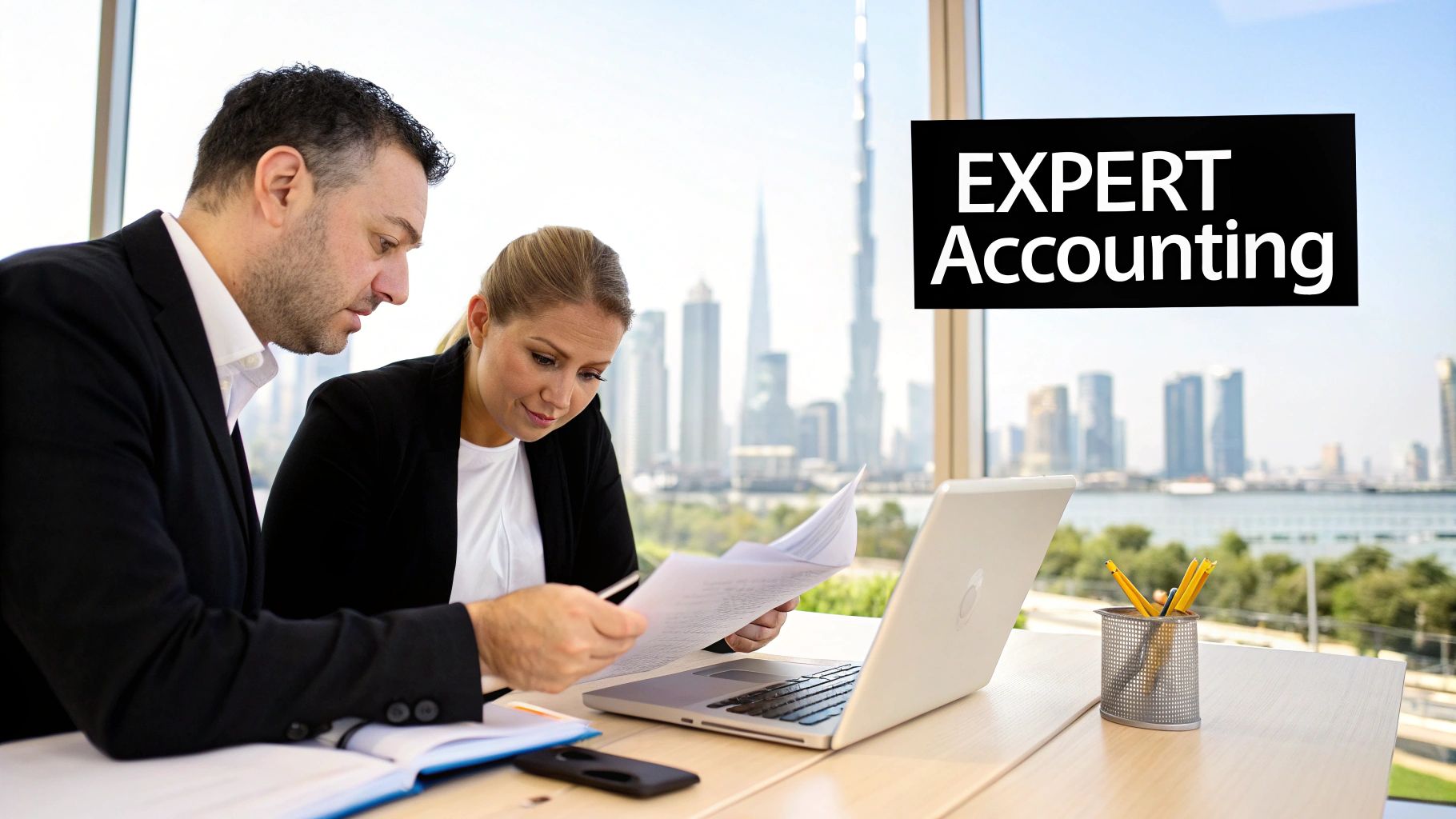 A modern office setting with professionals collaborating around a table, symbolizing strategic financial planning.